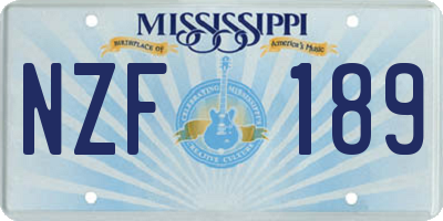MS license plate NZF189