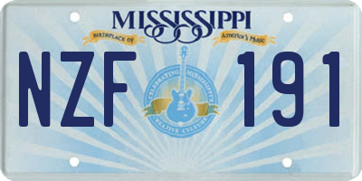 MS license plate NZF191