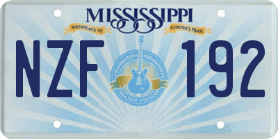 MS license plate NZF192