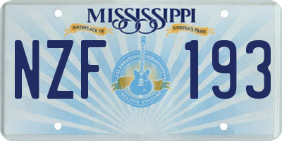 MS license plate NZF193