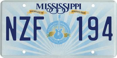 MS license plate NZF194