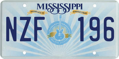 MS license plate NZF196