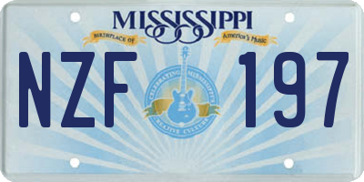 MS license plate NZF197