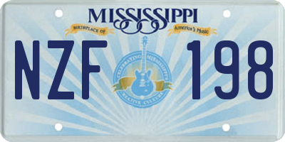 MS license plate NZF198