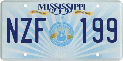 MS license plate NZF199