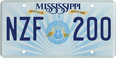 MS license plate NZF200