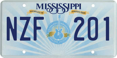 MS license plate NZF201