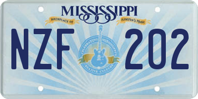 MS license plate NZF202