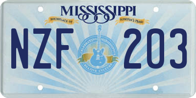 MS license plate NZF203