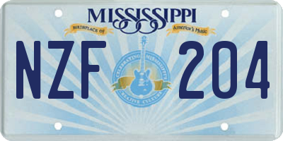 MS license plate NZF204