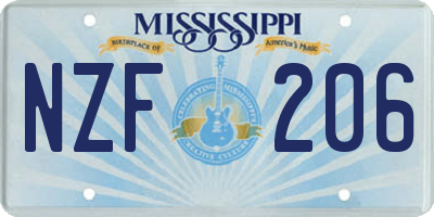 MS license plate NZF206