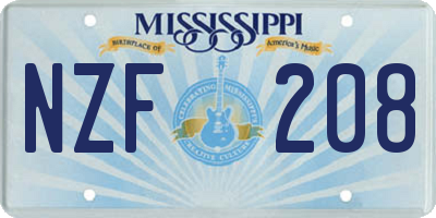 MS license plate NZF208