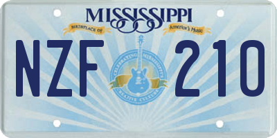 MS license plate NZF210