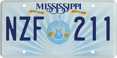 MS license plate NZF211