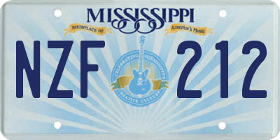 MS license plate NZF212