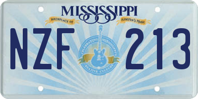 MS license plate NZF213