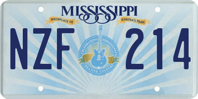 MS license plate NZF214