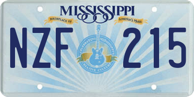 MS license plate NZF215