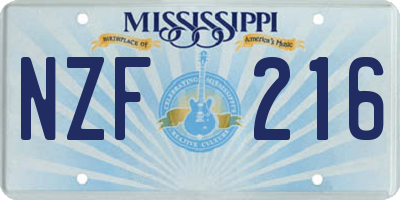 MS license plate NZF216