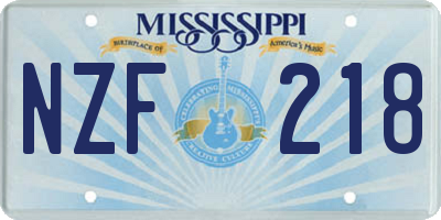 MS license plate NZF218