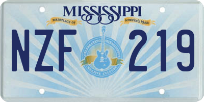 MS license plate NZF219