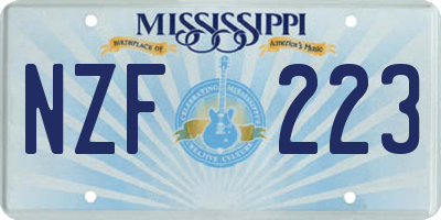 MS license plate NZF223