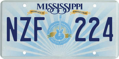 MS license plate NZF224