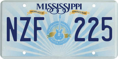 MS license plate NZF225