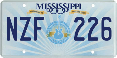 MS license plate NZF226