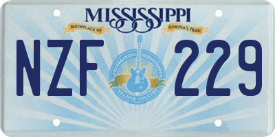 MS license plate NZF229