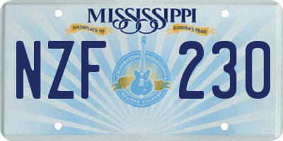 MS license plate NZF230