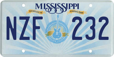 MS license plate NZF232