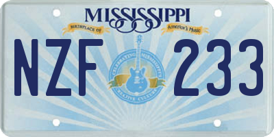 MS license plate NZF233