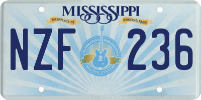 MS license plate NZF236