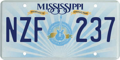 MS license plate NZF237