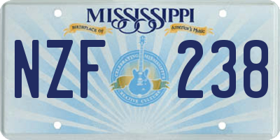 MS license plate NZF238