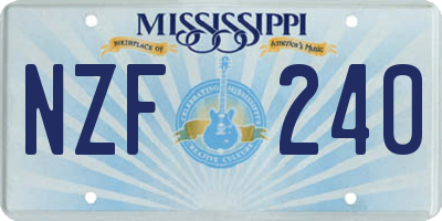 MS license plate NZF240