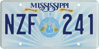 MS license plate NZF241