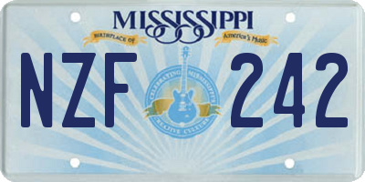 MS license plate NZF242