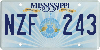 MS license plate NZF243