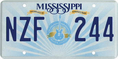 MS license plate NZF244