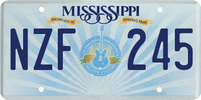 MS license plate NZF245