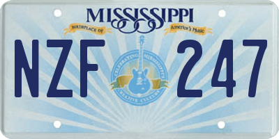 MS license plate NZF247