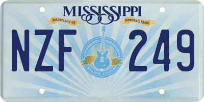 MS license plate NZF249