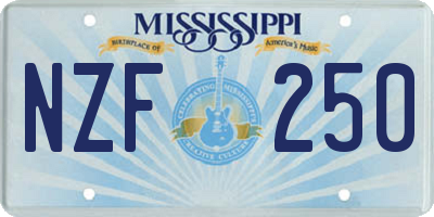 MS license plate NZF250