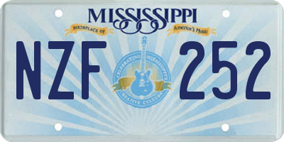MS license plate NZF252