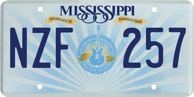 MS license plate NZF257