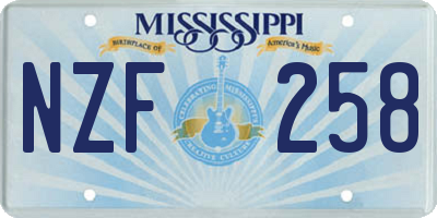 MS license plate NZF258