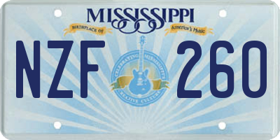 MS license plate NZF260