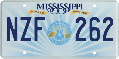 MS license plate NZF262